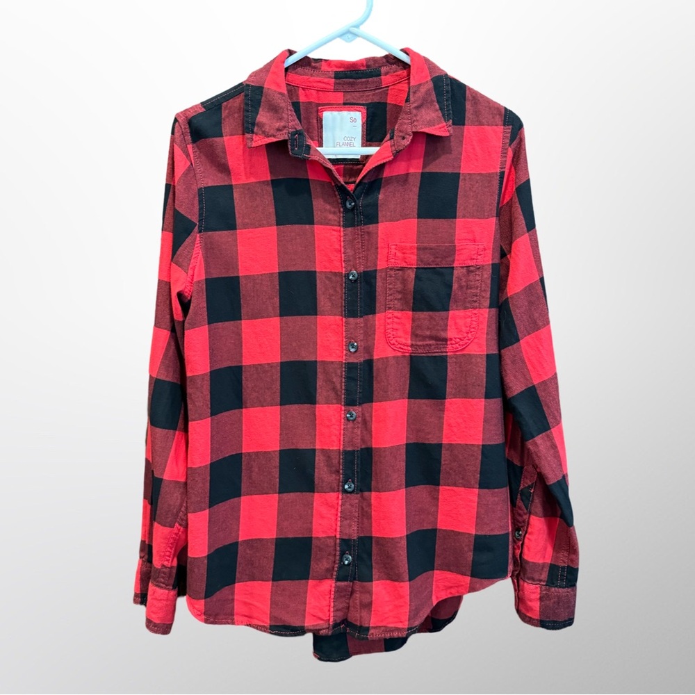 SO Cozy Flannel, Juniors Medium, Red/black